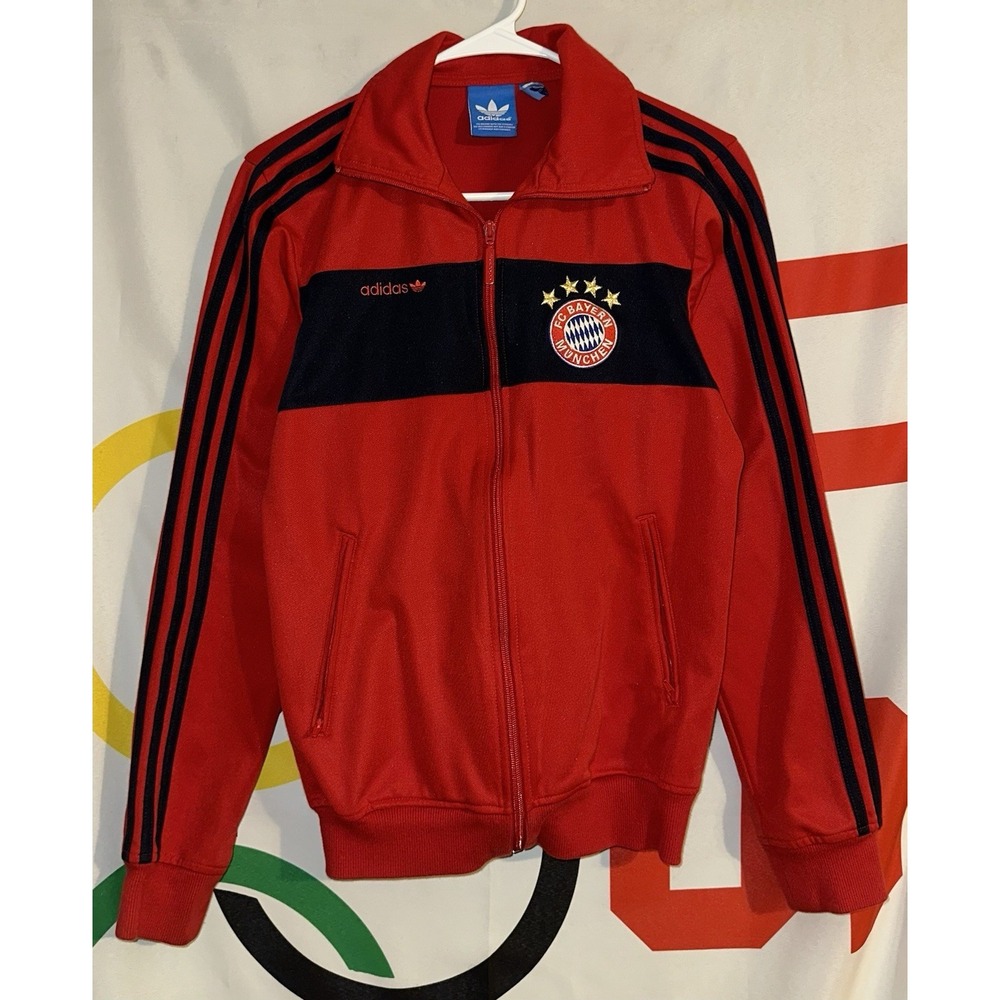 Adidas FC Bayern Munchen Jacket Small Red Munich Soccer Red Full Zip Track
